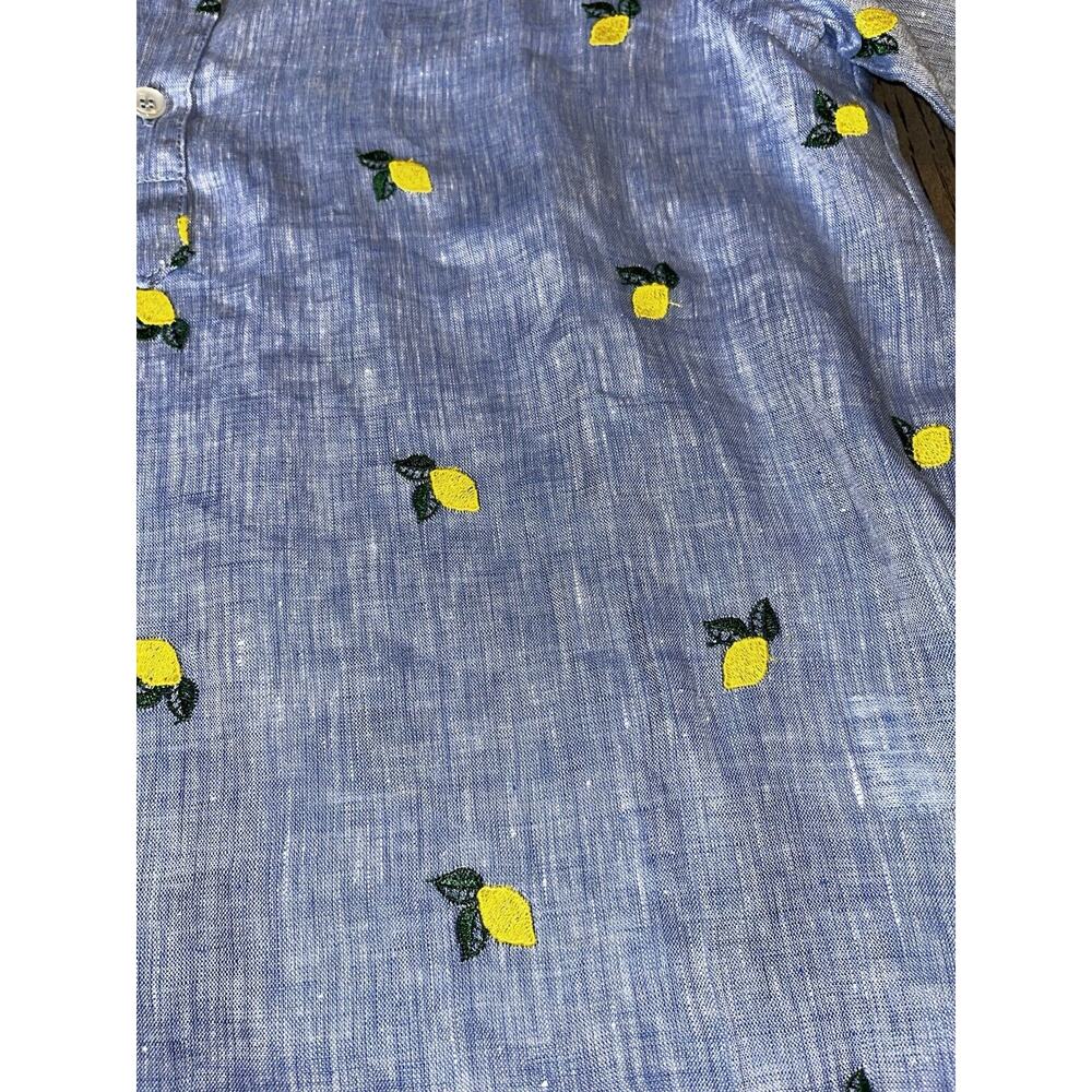 Idillio Positano Youth Embroidered Lemon Quarter Sleeve Linen Button Up Size XXL - Picture 3 of 9